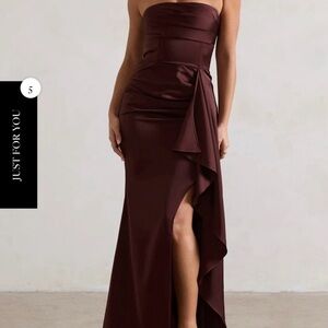 Chocolate Brown Strapless Evening Gown